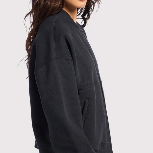 NWT Nuuds Black Alumni Jacket - Preppy Vintage Streetwear Casual Athleisure Cozy - Picture 8 of 14